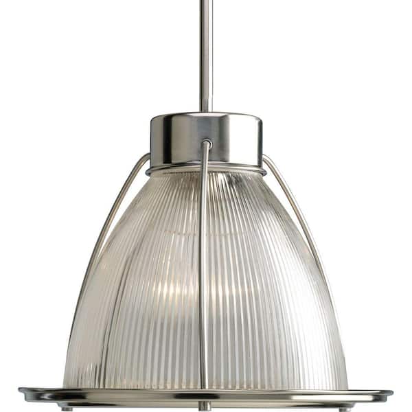 Progress Lighting 1-Light Brushed Nickel Pendant with Clear Prismatic Glass