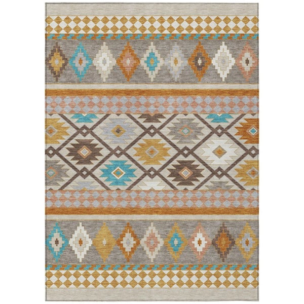 Chantille Machine Washable Indoor/Outdoor Abstract ACN2519 Beige 9 ft. x 12 ft. Area Rug