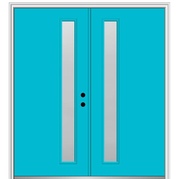 MMI Door 60 in. x 80 in. Viola Left-Hand Inswing 1-Lite Frosted Painted Fiberglass Smooth Prehung Front Door on 4-9/16 in. Frame