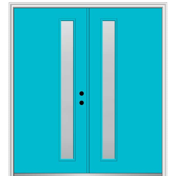 MMI Door 60 in. x 80 in. Viola Left-Hand Inswing 1-Lite Frosted Painted Fiberglass Smooth Prehung Front Door on 4-9/16 in. Frame