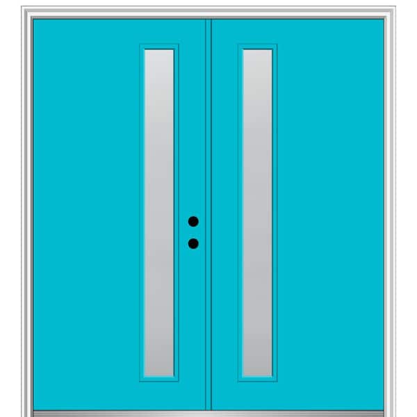 MMI Door 72 in. x 80 in. Viola Left-Hand Inswing 1-Lite Frosted Painted Fiberglass Smooth Prehung Front Door on 4-9/16 in. Frame