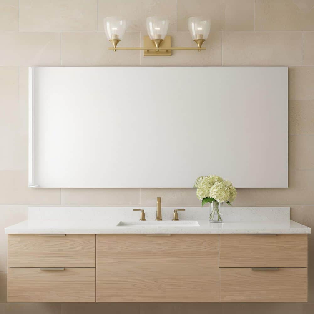 Toffino 26 in. W x 8.875 in. H 3-Light Satin Brass Modern Bathroom Vanity Light with Clear Crackle Glass Shades price history on PriceWatchPro