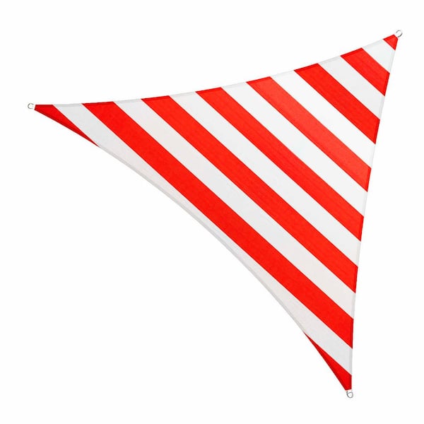 COLOURTREE 8 ft. x 8 ft. x 11 ft. 190 GSM Red/White Striped Right Triangle Sun Shade Sail with Triangle Kit