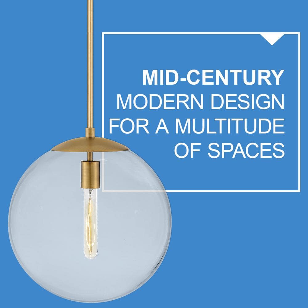 Heritage Brass Clear Globe Pendant with LED - 14" x 13.5"