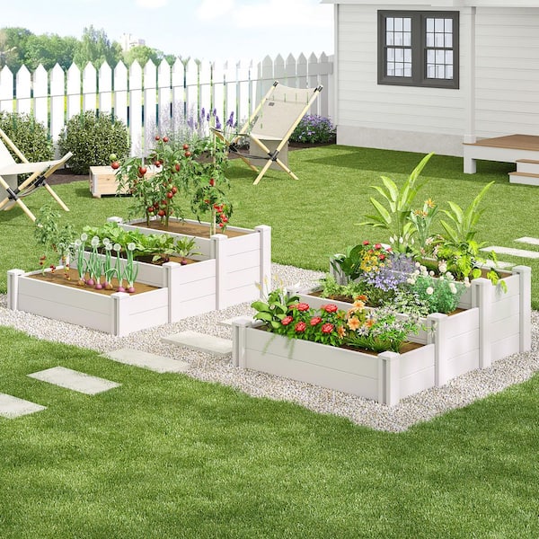 15.7 in. × 35.4 in. White PVC Plastic Raised Garden Bed Panels Durable and Elegant Boundary Solution