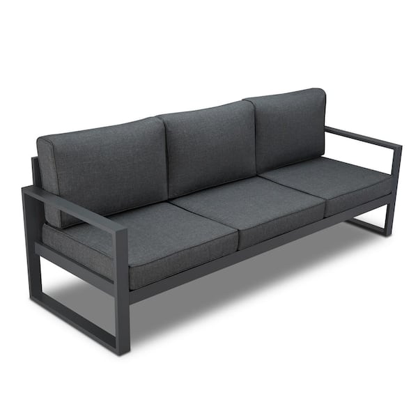 Baltic Gray Aluminum Outdoor Sofa with Gray Cushions