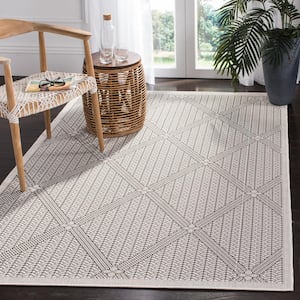 Martha Stewart Charcoal/Beige 9 ft. x 12 ft. Diamond Striped Indoor/Outdoor Patio Area Rug