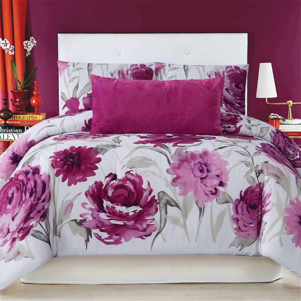 Home Decorators Collection Flora 3-Piece Multi-Color Watercolor Floral  Cotton King Comforter Set FA97777-King - The Home Depot