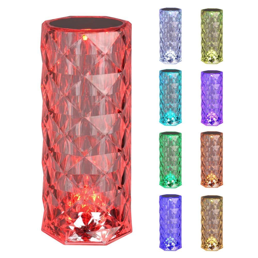 Clear Acrylic Cordless RGB Color-Changing Table Lamp