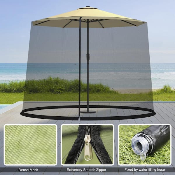 10 foot patio umbrella screens SKONYON 9-10 ft Patio Umbrella Mosquito Net Screen with Zipper Enclosure for Outdoor Table Use