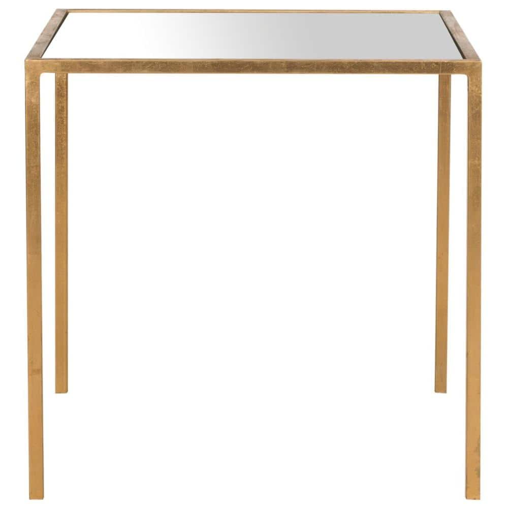 Elegant Gold Leaf Mirrored Square Side Table