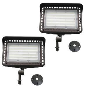 600-Watt Equivalent 18000 Lumens 120 Degree Bronze Dusk-to-Dawn Integrated LED Flood Light,5000K Bright White (2-Pieces)