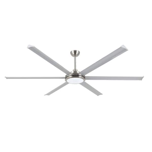 MLiAN 80 in. (6.7 ft.) 6 Aluminium Blades Indoor Ceiling Fan with Integrated LED and Remote Control, Nickel