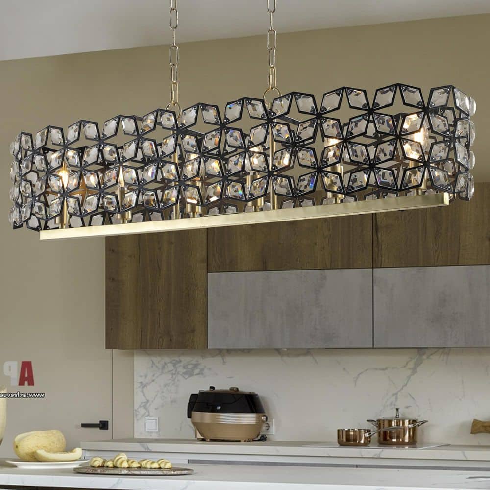 6-Light Modern Black and Gold K9 Crystal Chandelier with Metal and Crystal Shade Geometric Pendant for Dining Room price history on PriceWatchPro