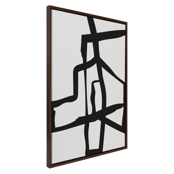 Kate and Laurel Sylvie Bold Sophisticated Abstract Black Stroke by the Creative Bunch Studio Framed Art Print 28 in. x 38 in.