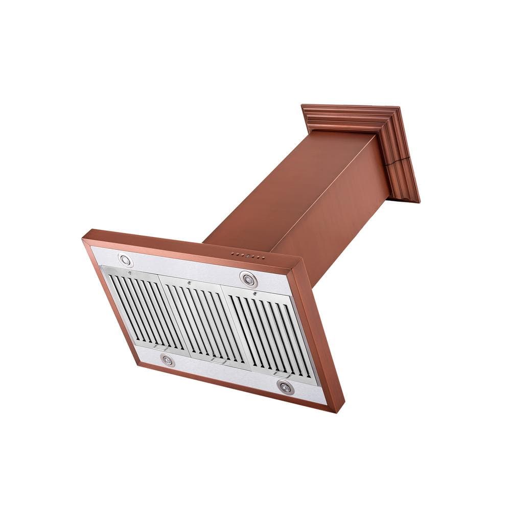 36" Copper Convertible Island Range Hood with Charcoal Filter