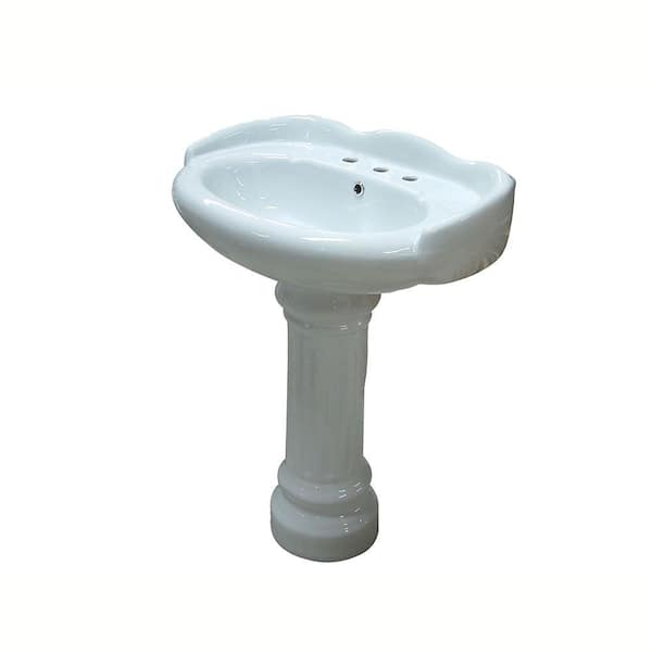 Kingston Brass Pedestal Combo Bathroom Sink in White