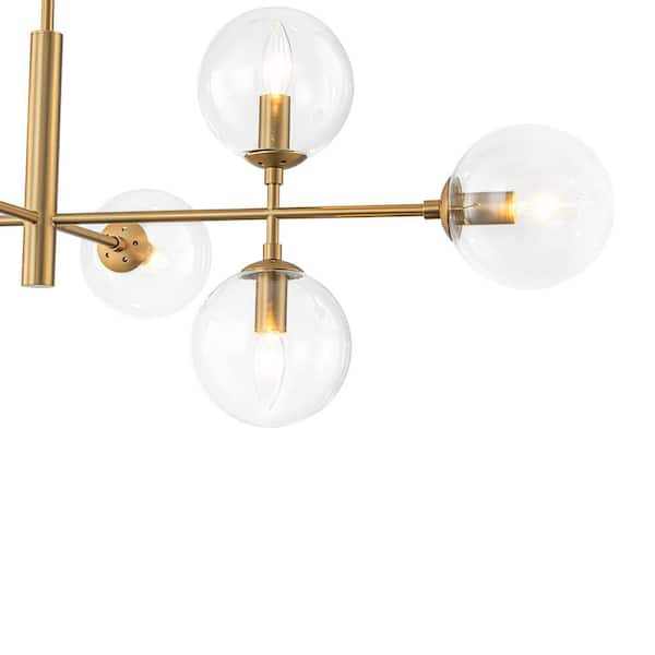 HUOKU Dimma 8-Light 43.3 in. W Brushed Gold Linear Chandelier with