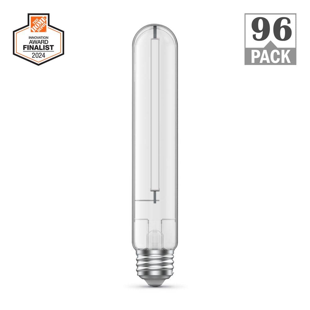 60-Watt Equivalent T10L Dimmable Straight White Filament Clear E26 Vintage LED Light Bulb Bright White 3000K(96-Pack) -  Feit Electric, T10L60CL93WF424