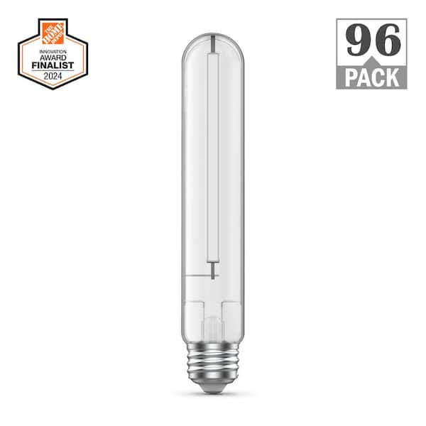 60-Watt Equivalent T10L Dimmable Straight White Filament Clear E26 Vintage LED Light Bulb Bright White 3000K(96-Pack)