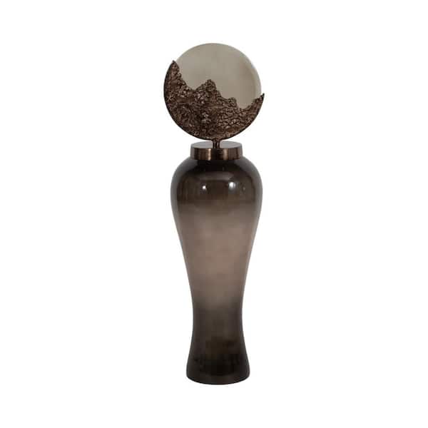 Liv & Skye 13 in. Silver Glass Floor Vase with Top