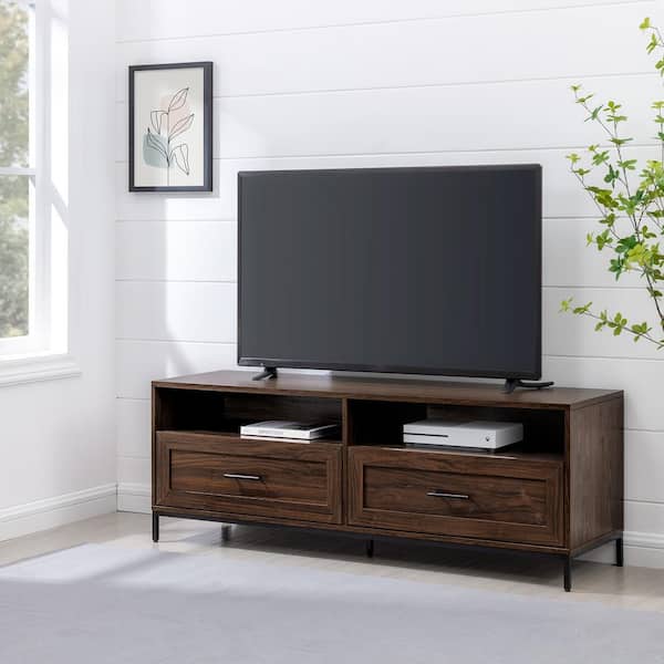 Walker Edison Furniture Company 56 in. Dark Walnut Wood