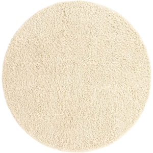 Solid Shag Pure Ivory 5 ft. 3 in. x 5 ft. 3 in. Area Rug