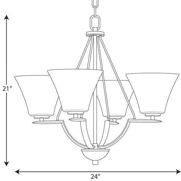 Bravo Antique Bronze 4-Light Chandelier with White Etched Glass