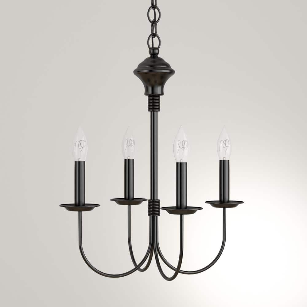 Black Metal Mini Candle Chandelier with Curved Arms