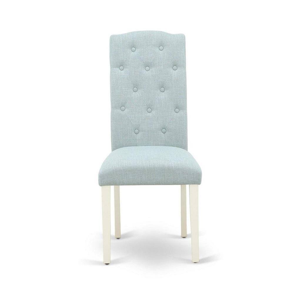 Linen White Extendable Dining Set with 4 Upholstered Parsons Chairs
