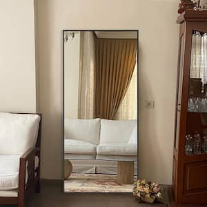 24 in. W x 71.3 in. H Oversized Modern Classic Rectangular Aluminum Frame Black Full Length Floor Mirror Wall Mirror