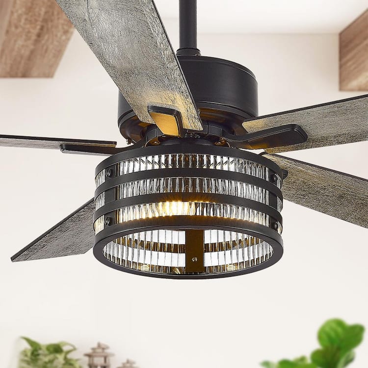 Caprice 52 in. Indoor Black Ceiling Fan with Remote and Light Kit