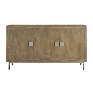 Cozad Aged Natural Wood Top 63 in. Credenza with 3-Doors Fits TV's up to 55 in.