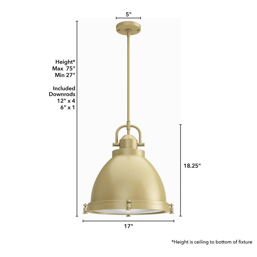 Bridgemoor Modern Brass 17" Glass Dome Pendant Light