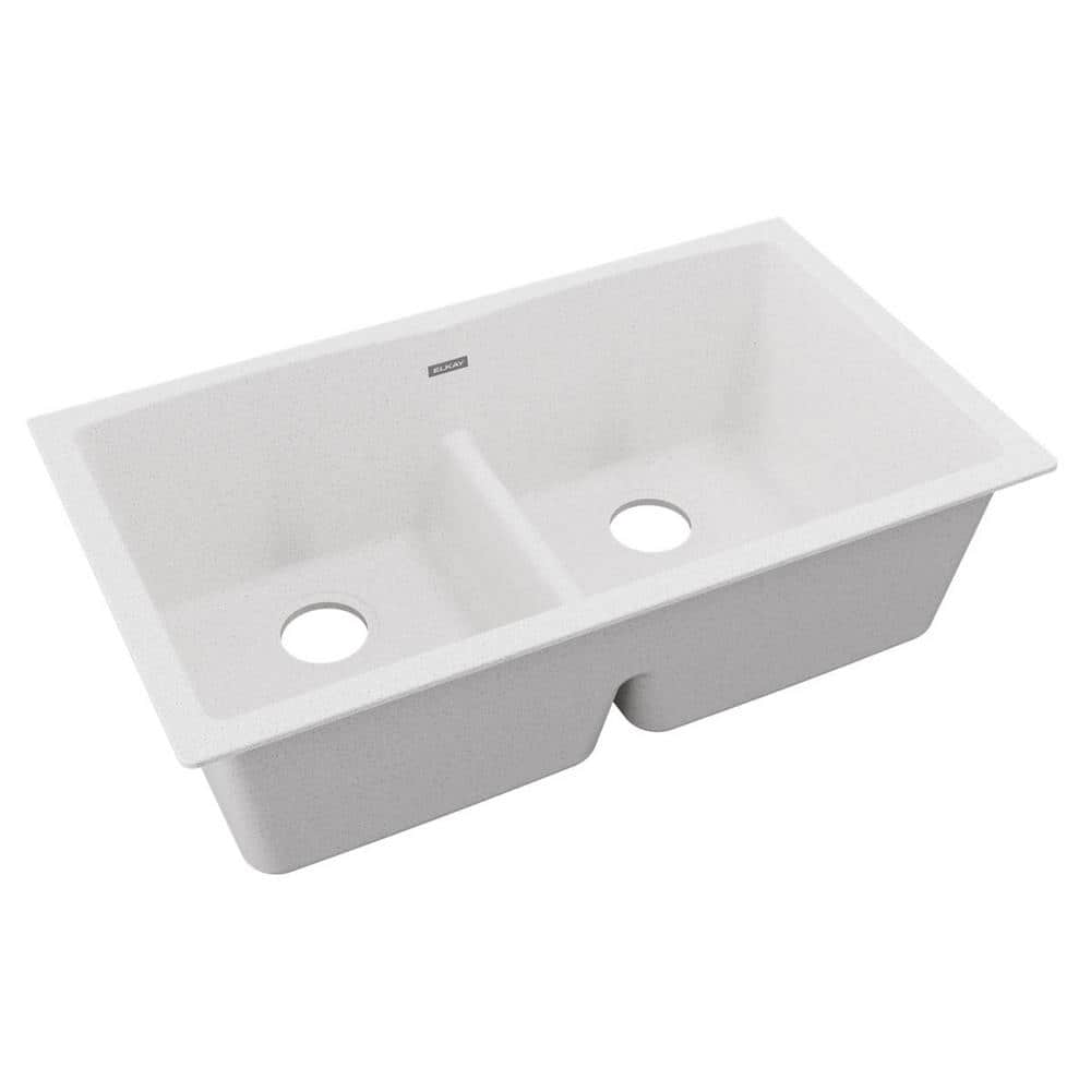 White Quartz Double Bowl Undermount Kitchen Sink