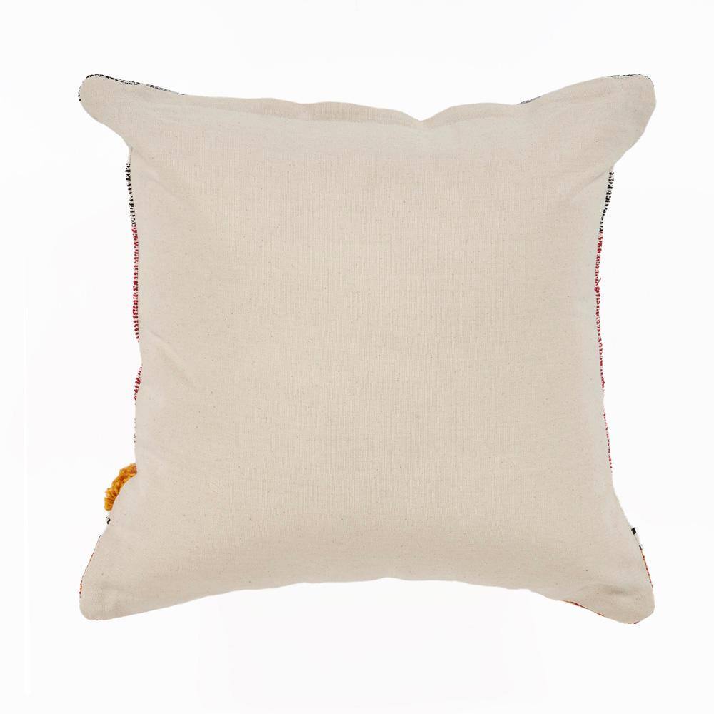 Multicolor Striped Tufted Square Throw Pillow, 18"