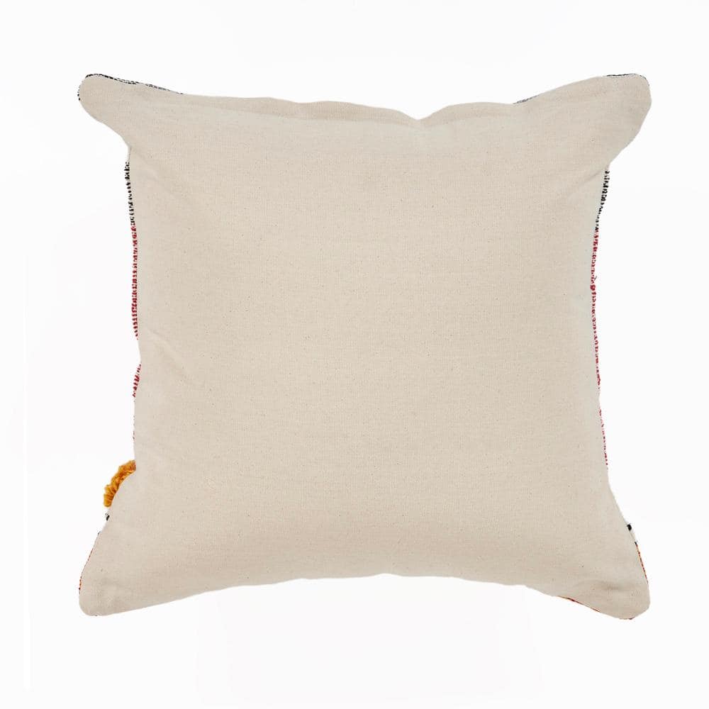 Multicolor Striped Tufted Square Throw Pillow, 18"