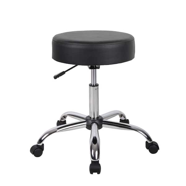 BOSS Office Products WorkPro Black/Chrome Antimicrobial Vinyl Medical Stool