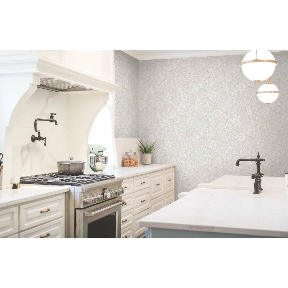 Wicker Beige Floral Peel and Stick Wallpaper