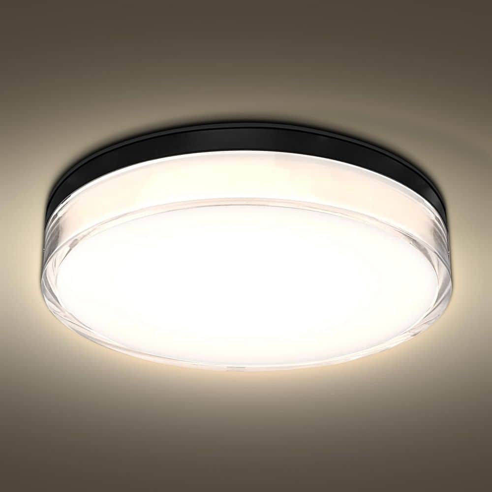 7in. 1 Light Black Outdoor Integrated LED Flush Mount Ceiling Light 15W 1000 Lumens Dimmable Wet Rated IP65 Waterproof price history on PriceWatchPro