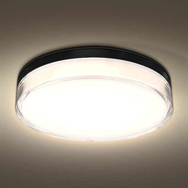 7in. 1 Light Black Outdoor Integrated LED Flush Mount Ceiling Light 15W 1000 Lumens Dimmable Wet Rated IP65 Waterproof