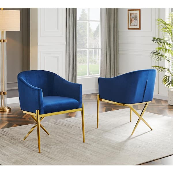 Best Master Furniture Dalton Navy Gold Velvet Side Chair YF20VNC