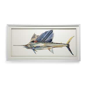 Swordfish Paper Collage Framed Nature Wall Art 25 1/2 in. x 51 in.