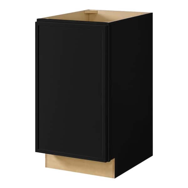 Leyton 18 in. W x 24 in. D x 34.5 in. H Ready to Assemble Plywood Slim Shaker Double Trash Can Cabinet in Raven Black
