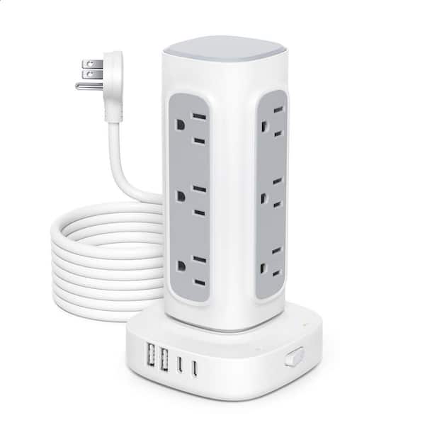 Yichuhaoxi 10 ft. 12-Outlet Power Strip Surge Protector with 4 USB Ports White