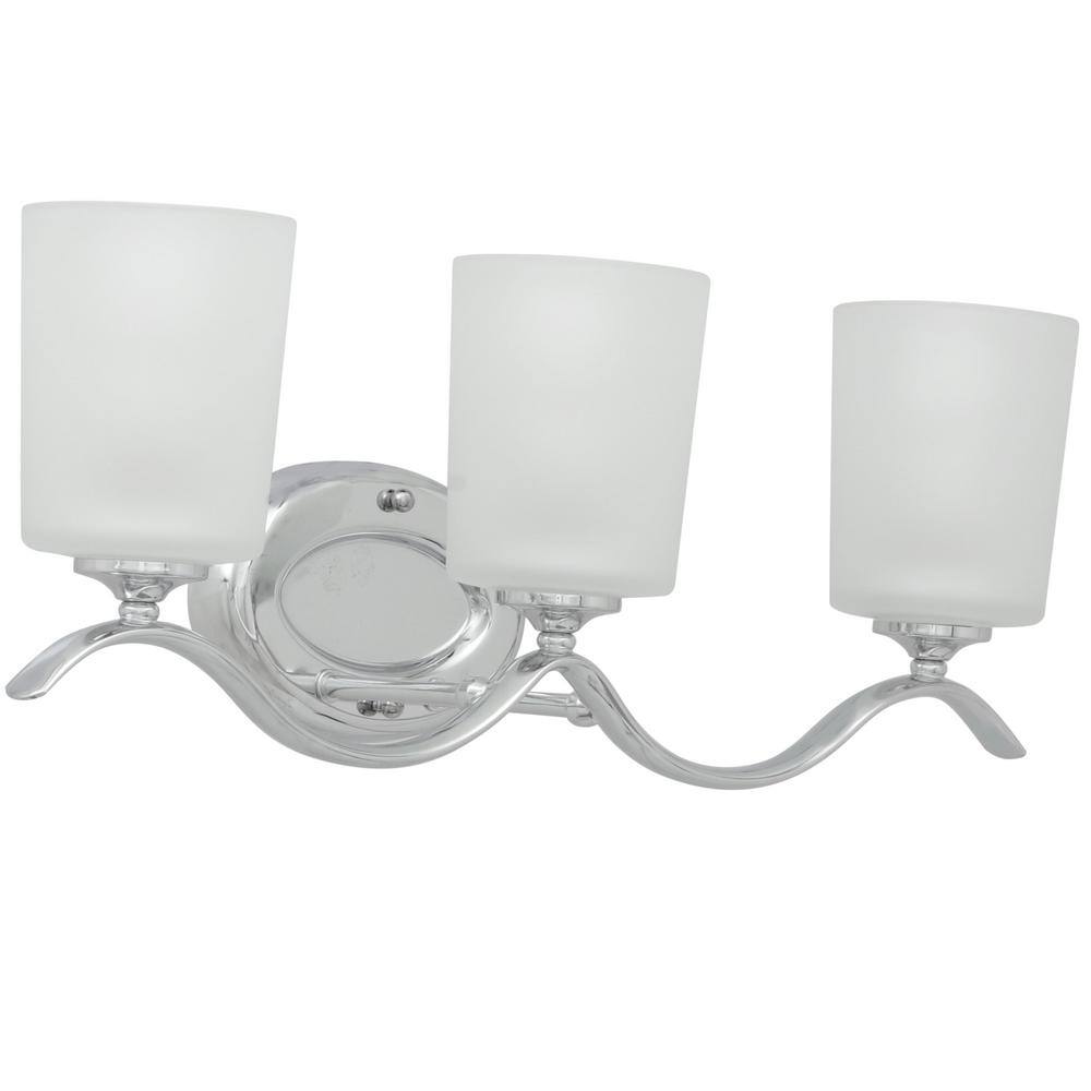 Polished Chrome 3-Light Wall Sconce with Etched Glass Shades