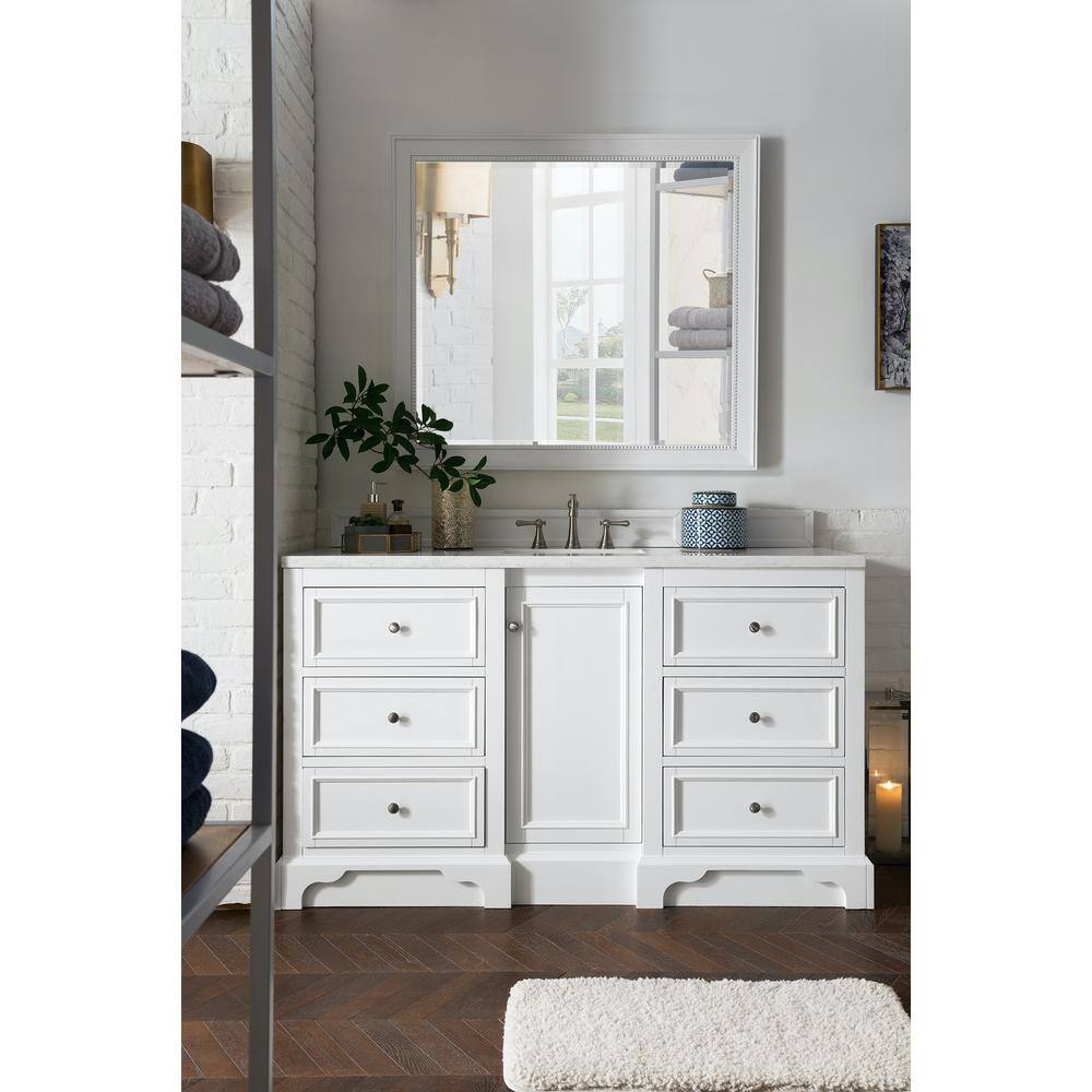 Bright White Solid Wood 60" Single Bathroom Vanity Base