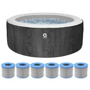 Avenli 63 in. 6-Person Inflatable Round Hot Tub Swim Spa and High Flow Filter Cartridge (6-Pack)