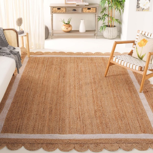 Natural Fiber 8 ft. x 8 ft. Square Natural/Ivory Radiant Border Woven Area Rug