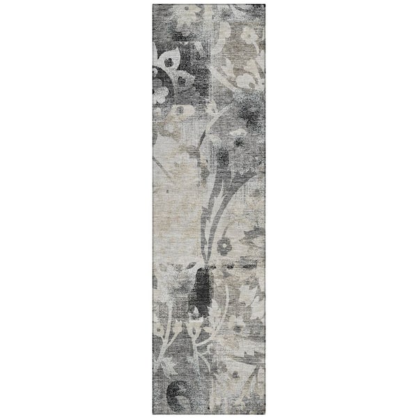 Chantille Machine Washable Indoor/Outdoor Abstract ACN2915 Black 2 ft. x 7 ft. Runner Rug